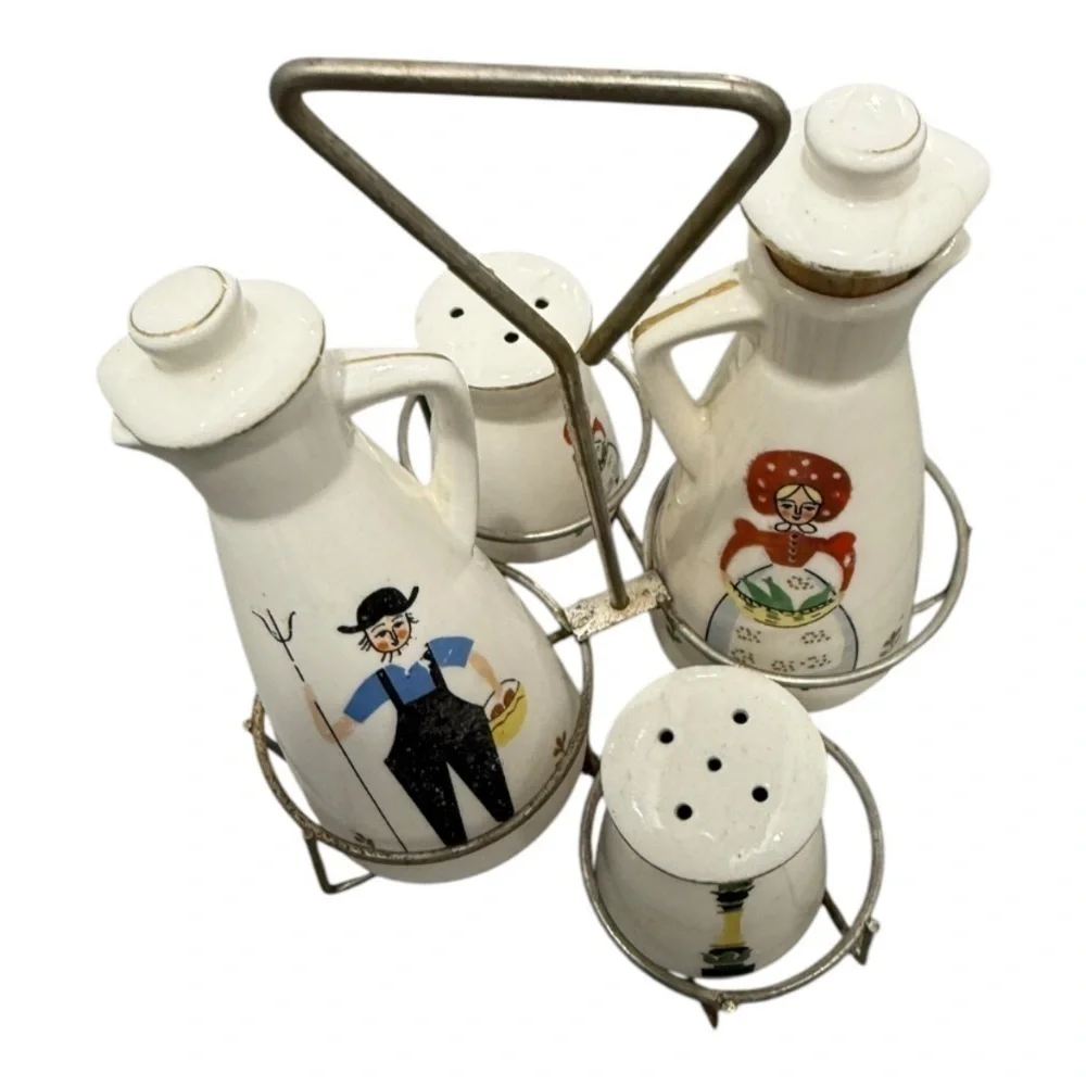 VTG PENN DUTCH spice and oil set by Royal Sealy Japan retro Ceramic Kitchen jars